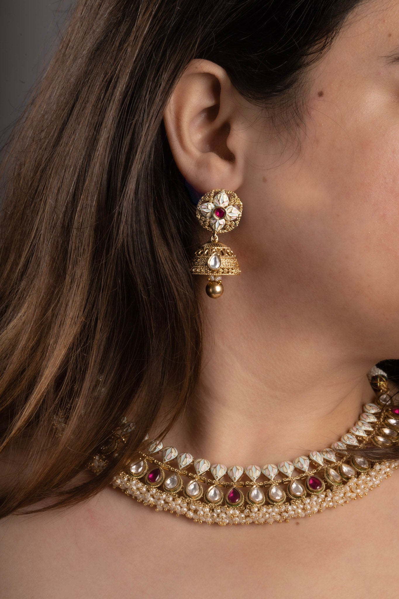 Heena Meenakari Drop Necklace Set