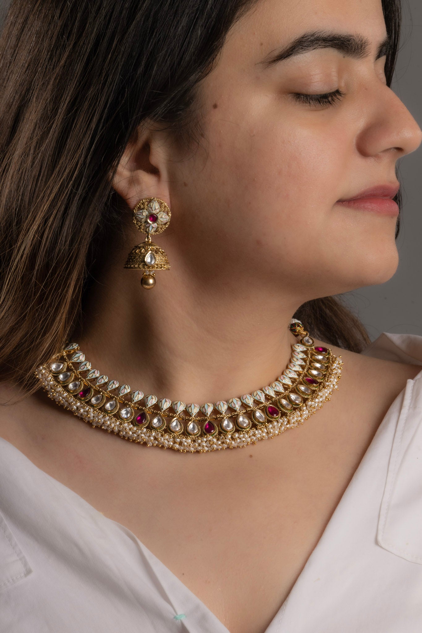 Heena Meenakari Drop Necklace Set