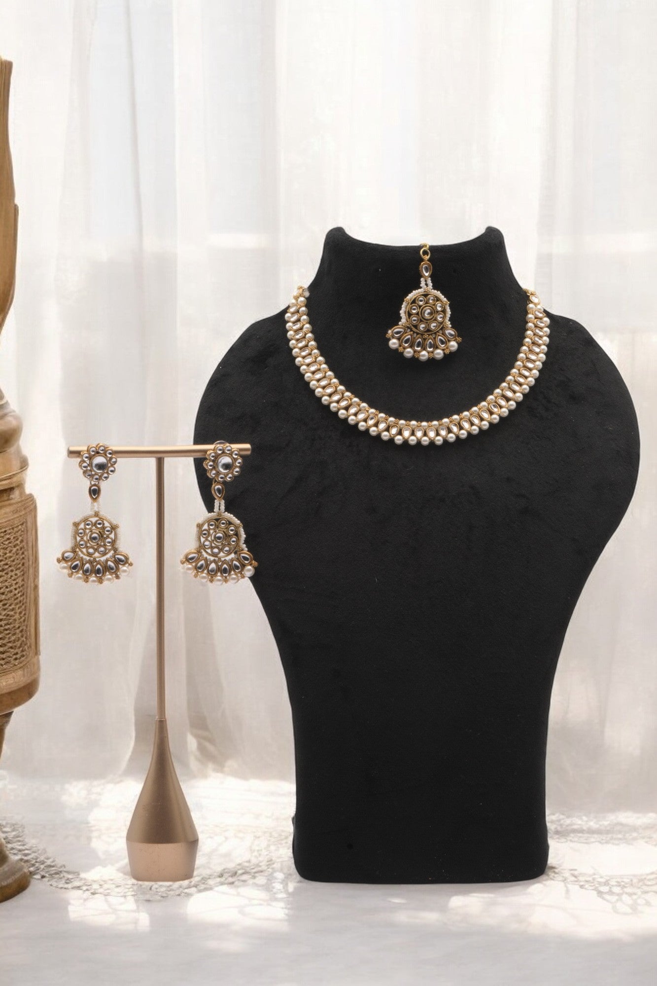 Pearl Double Layer White Necklace Set of 3