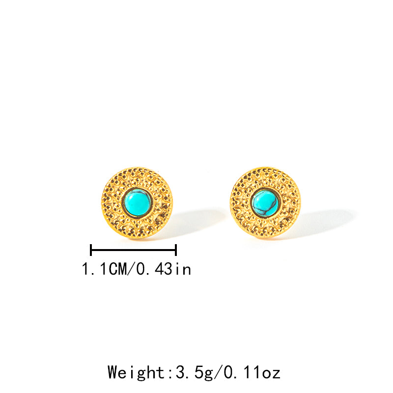 Zaria Turquoise Coin Studs