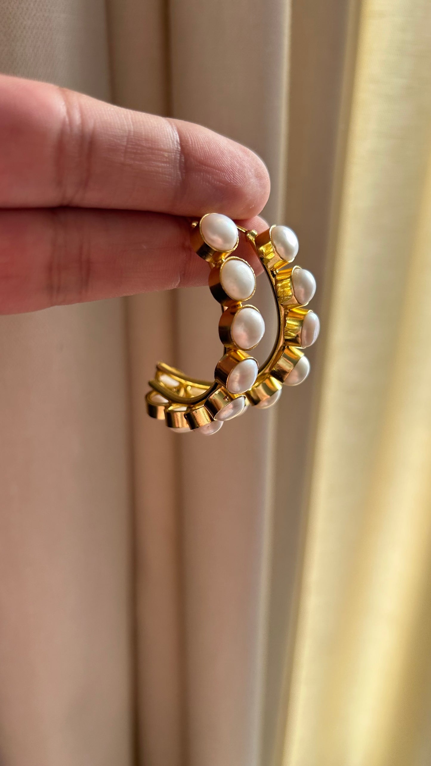 Real Pearl Hoops