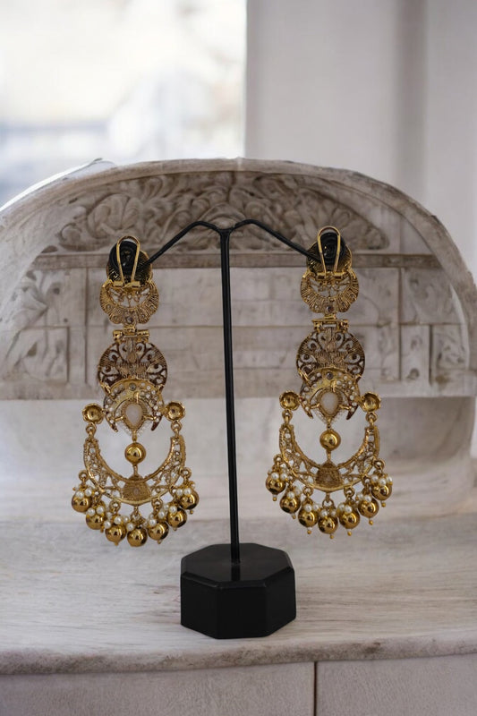 Deepshika Gold Chandbaali Earrings