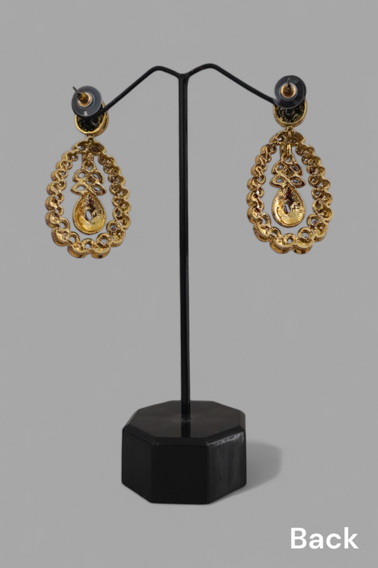 White Kundan Drop Earrings