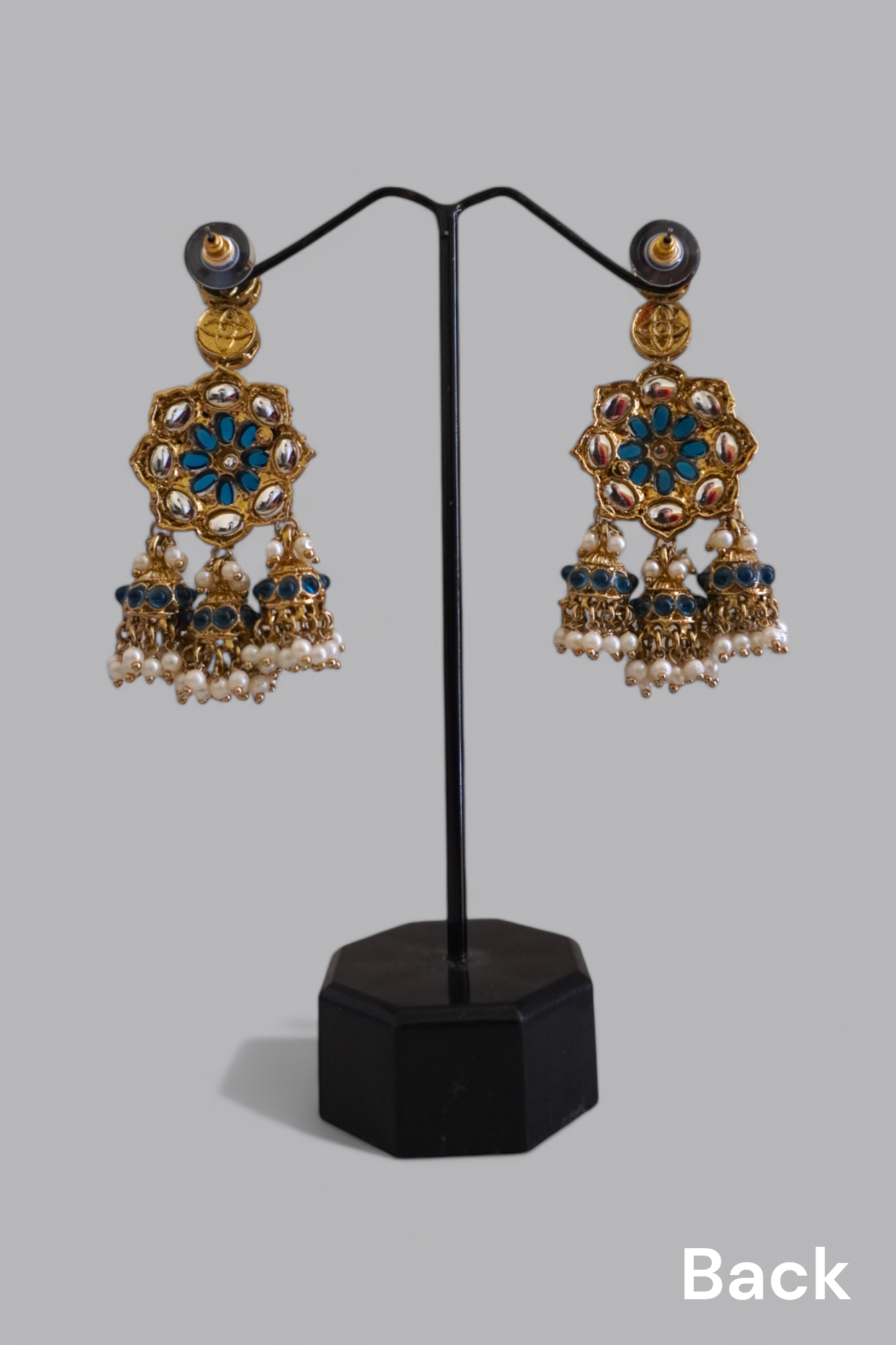 Blue Phool Chandelier Earrings