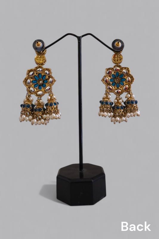Blue Phool Chandelier Earrings