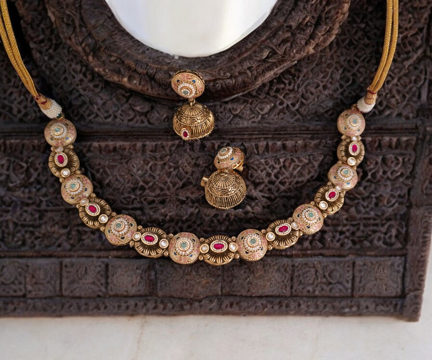 Rajwada Antique Pink Gold Choker