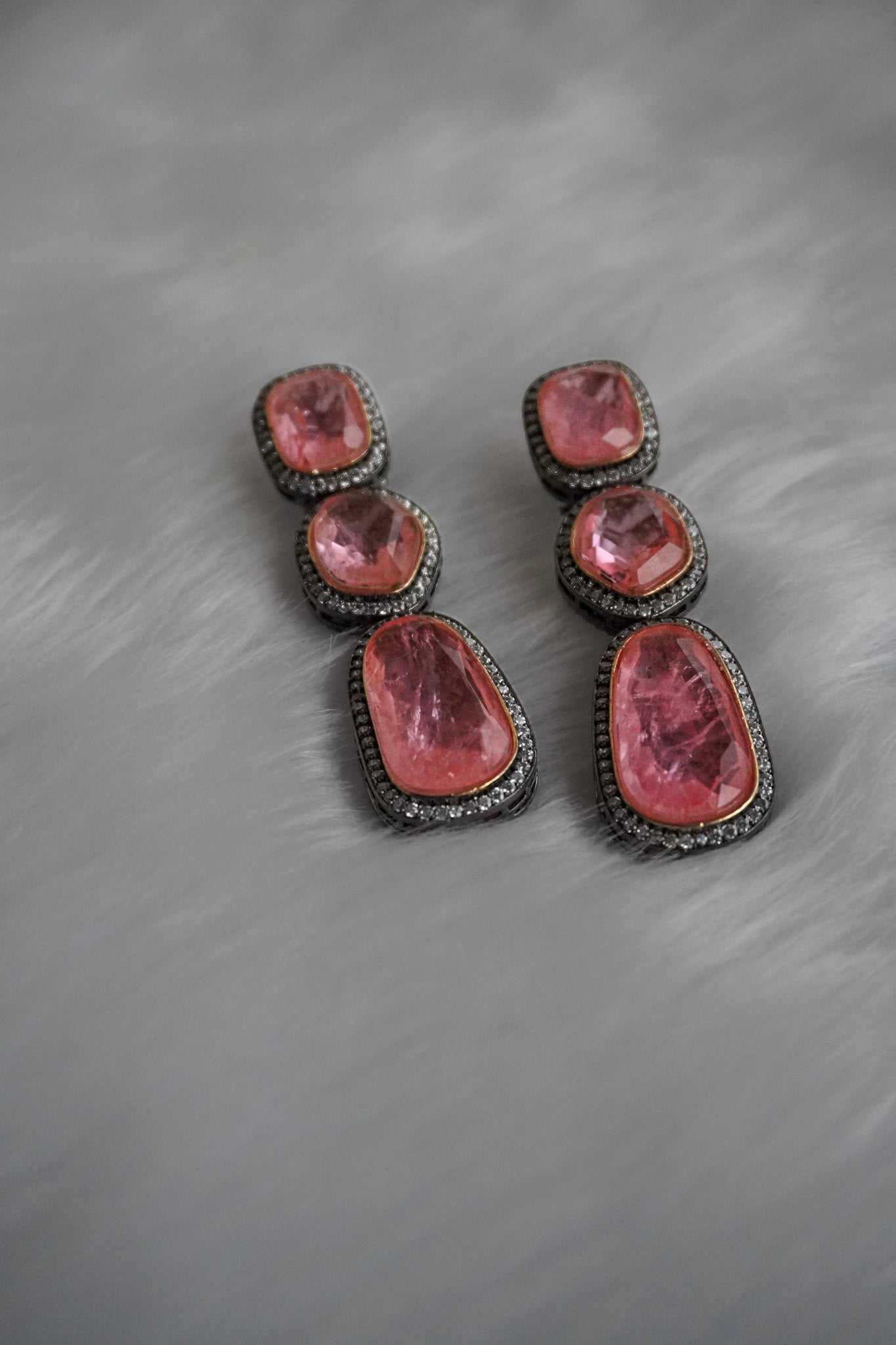 Pink Dublet Stone Earrings