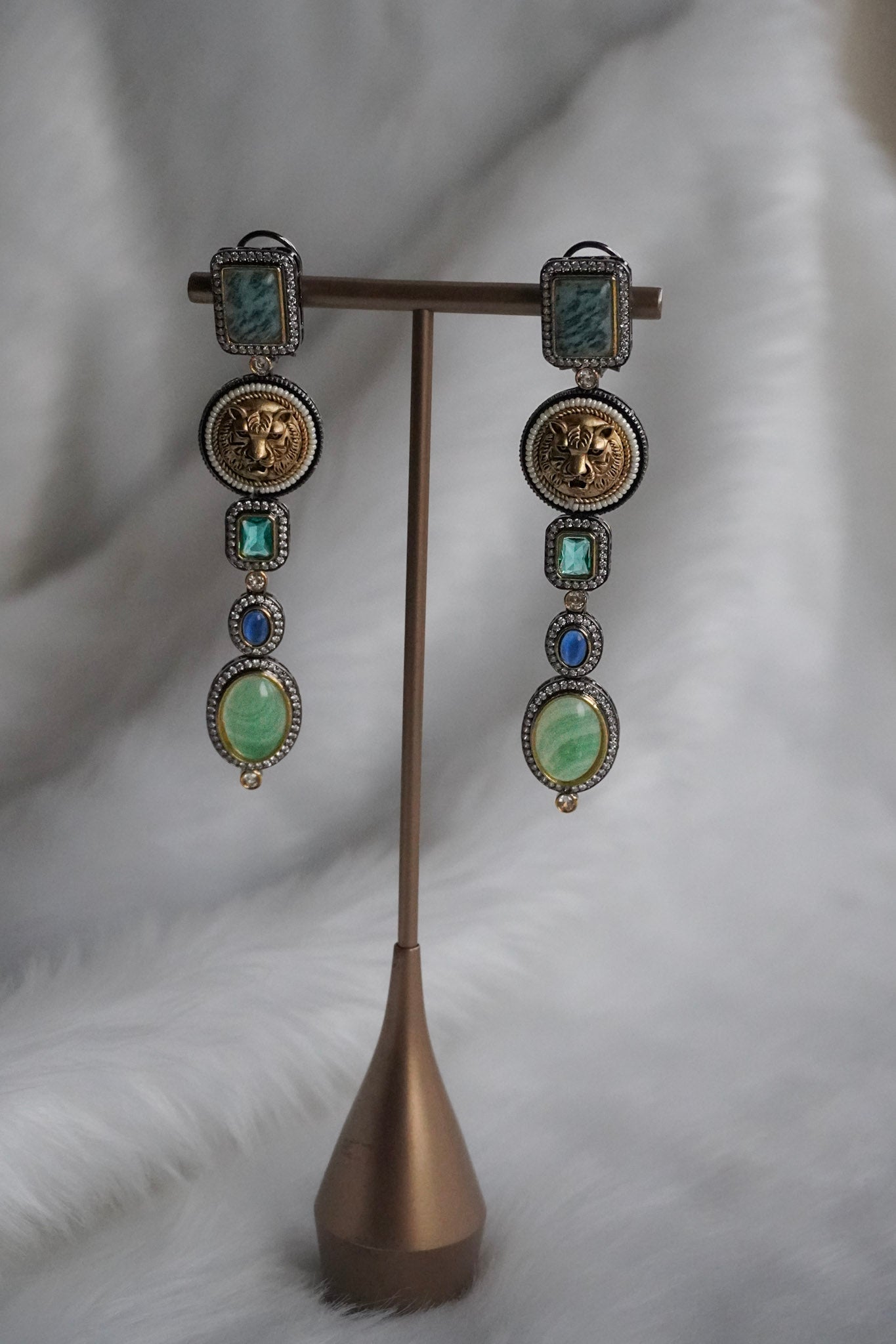 Green Bagh Dangle Earrings