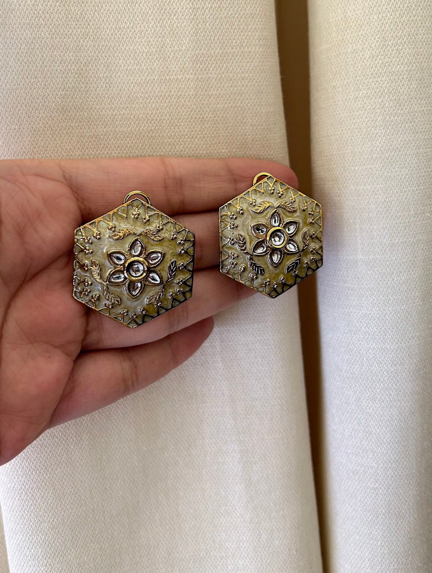 Ivory Hexagon Stud Earring