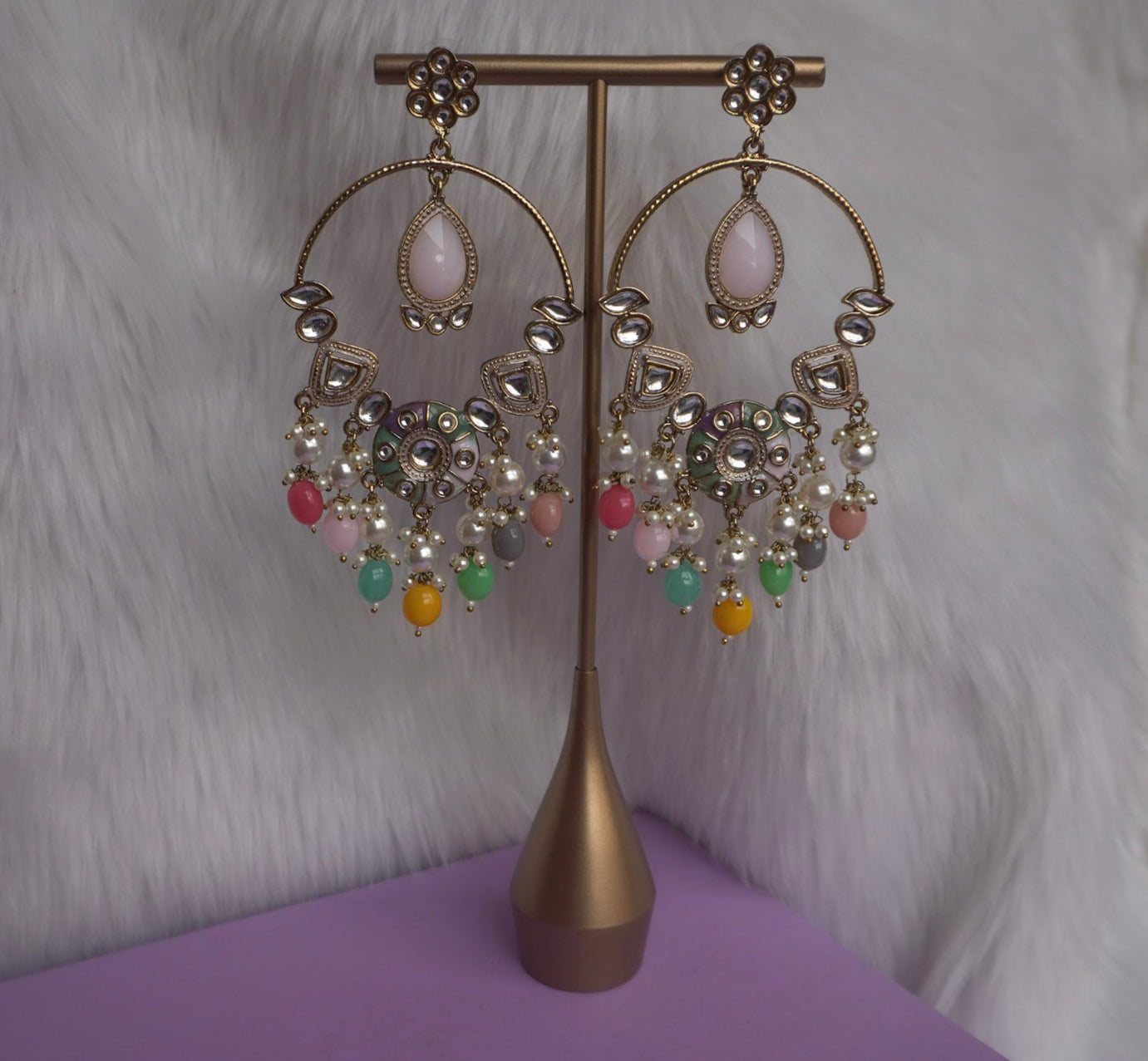 Pastel Baali Kundan Earrings