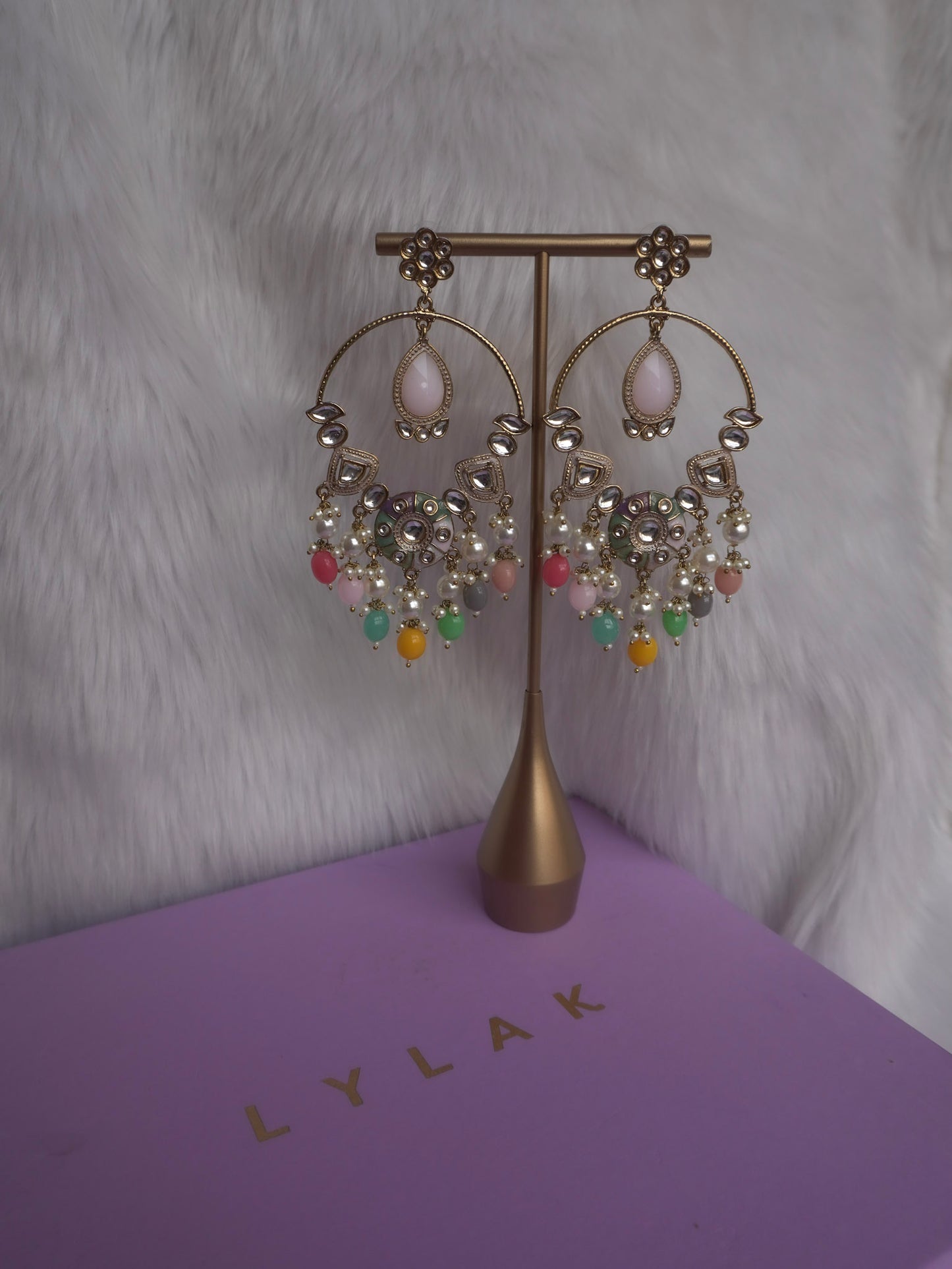 Pastel Baali Kundan Earrings