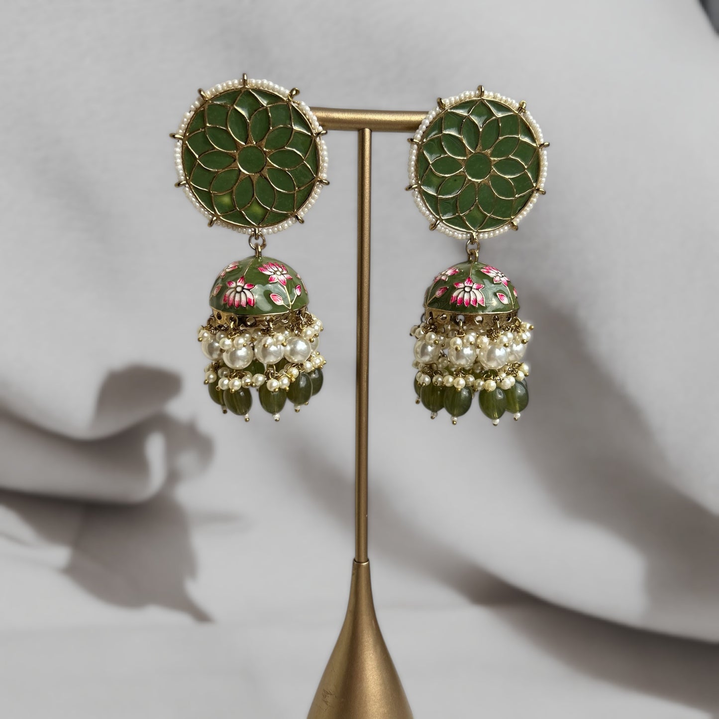 Green Olive Jhumka Earrings