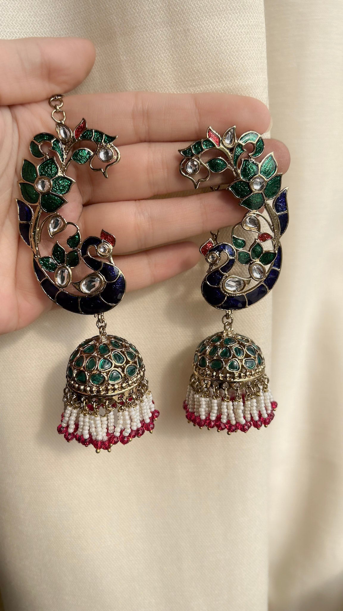 Multicolour Maurya Ear Cuff Jhumka Earrings