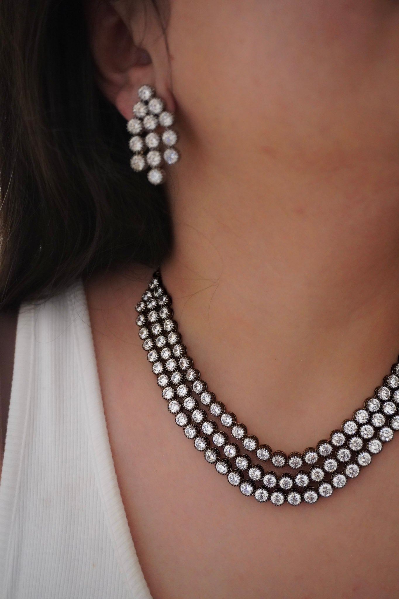 Victorian Triple Layer Diamond Necklace Set