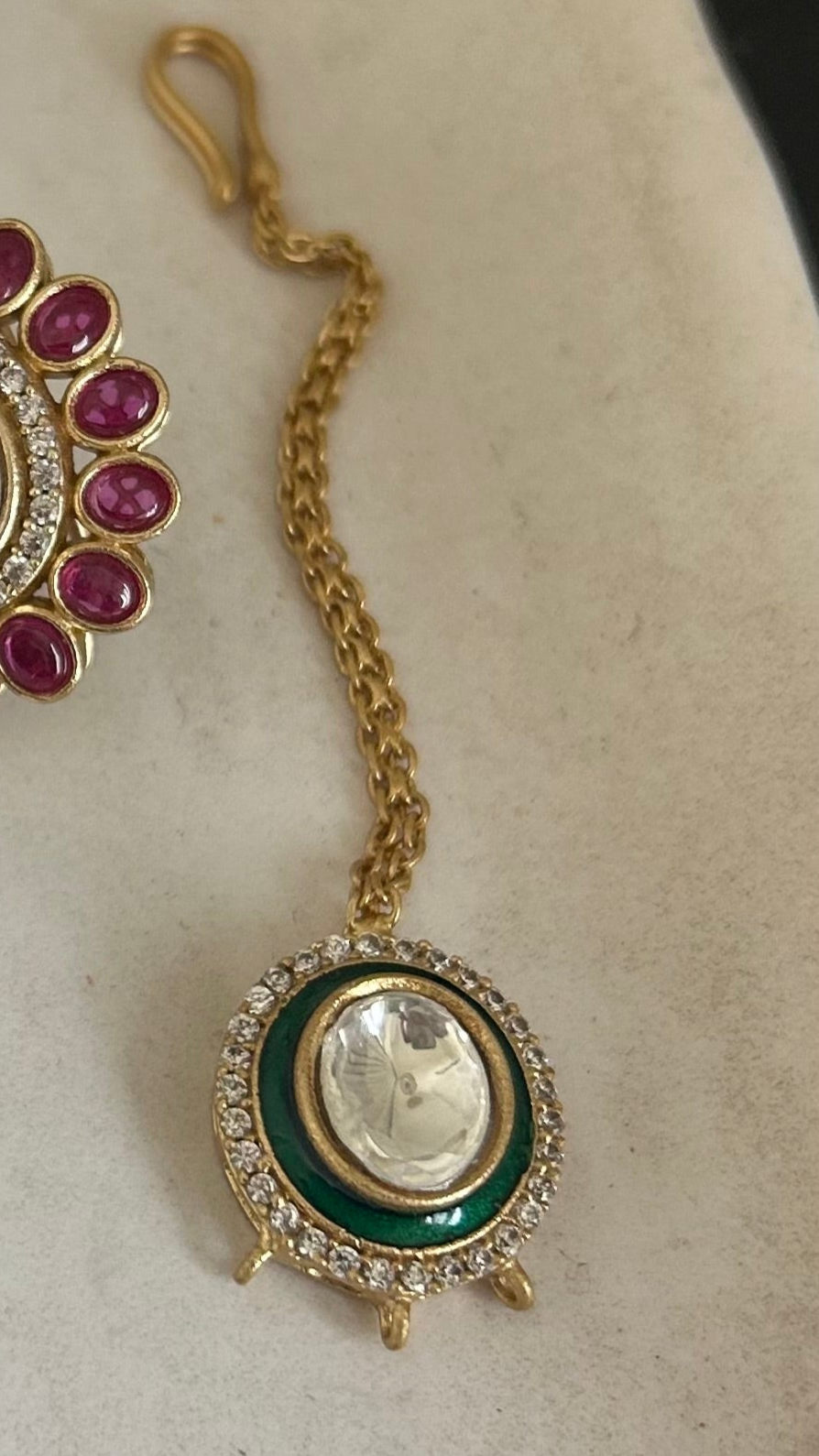 Ira Rajwada Polki Choker Set (Choker, Earrings & Maang Tikka)