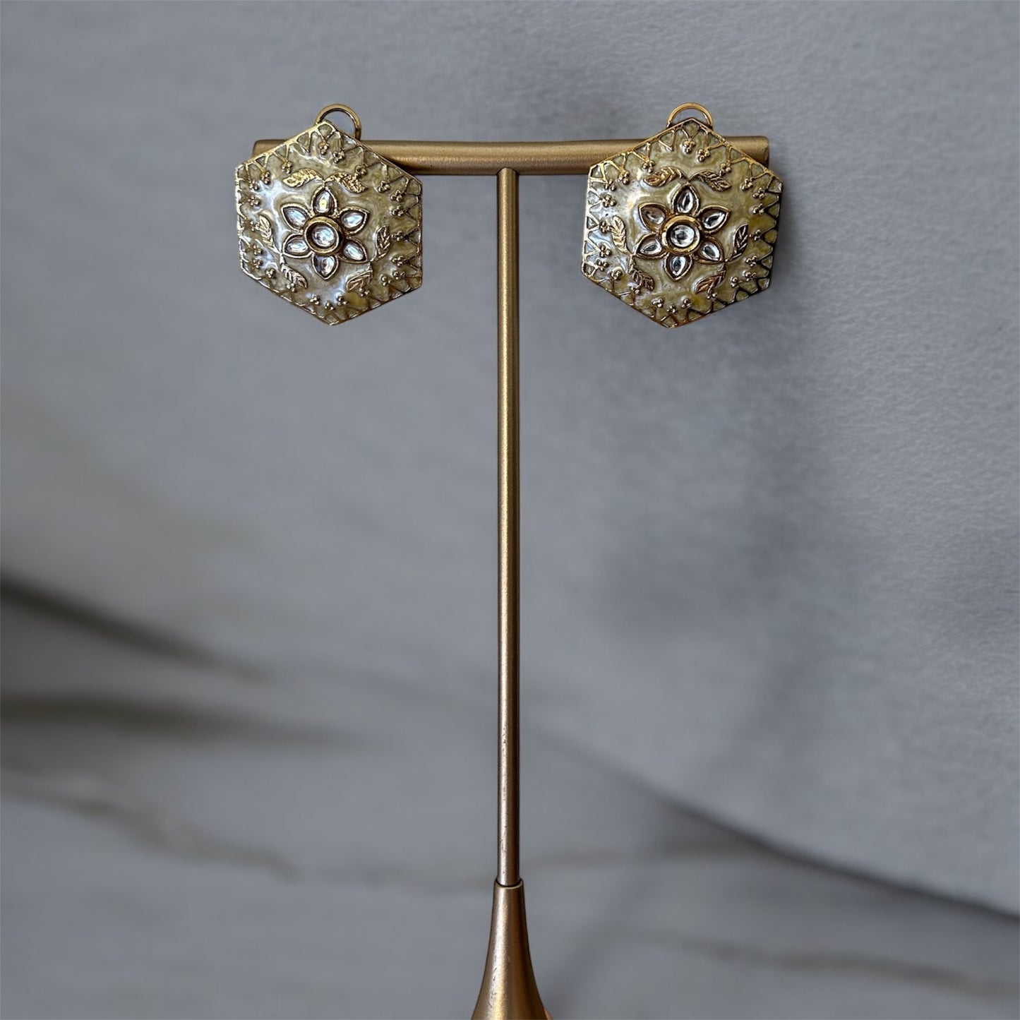 Ivory Hexagon Stud Earring