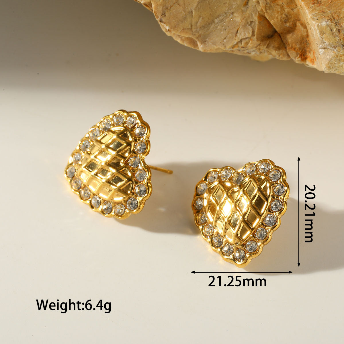 Golden Heart Stud Earrings