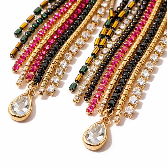 Aurora Beaded Tassel Earrings