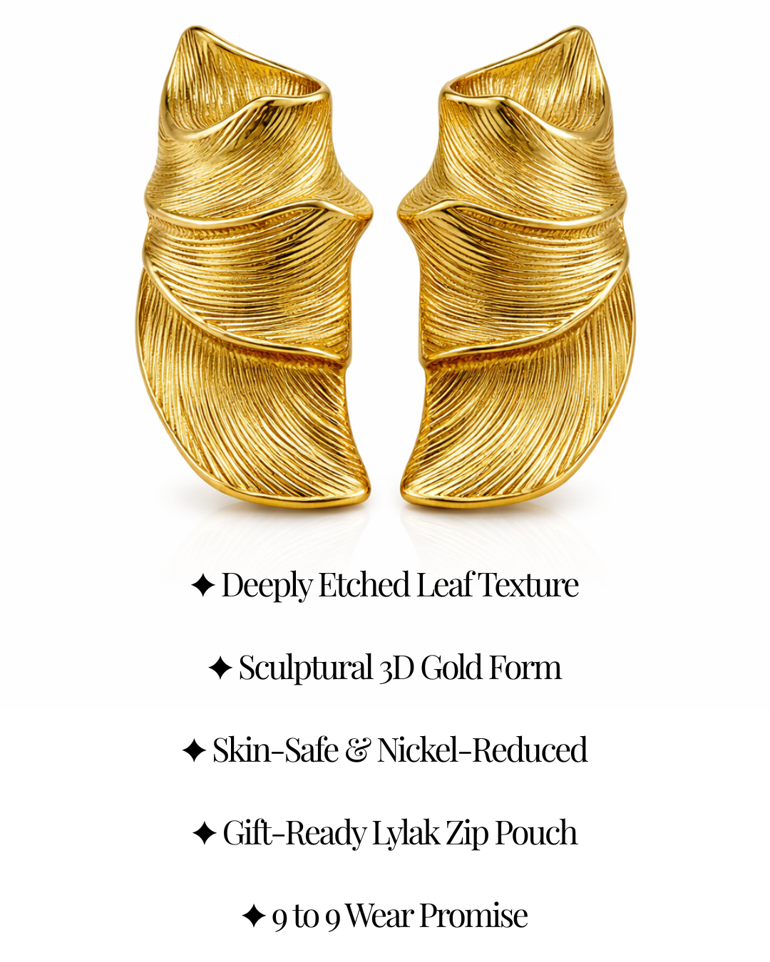 Golden Leaf Stud Earrings