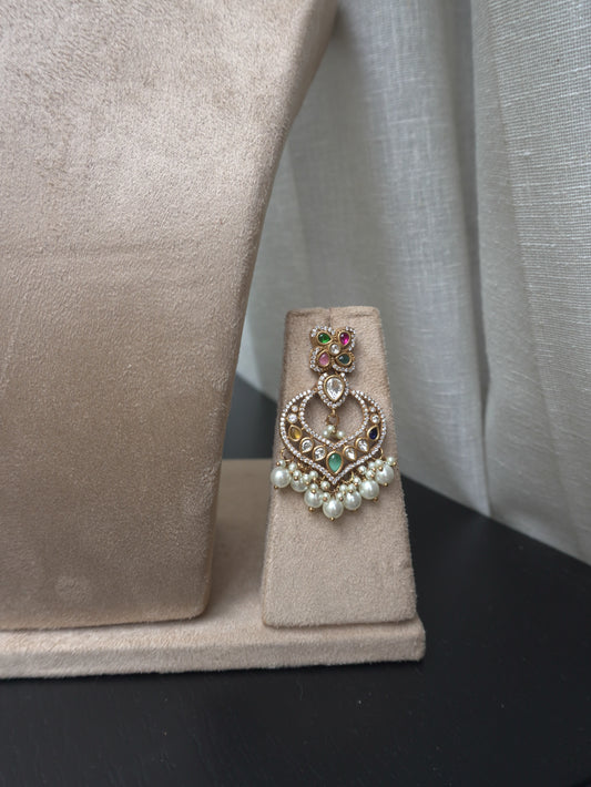 Pearl Polki Statement Choker Necklace Set (Necklace & Earrings)