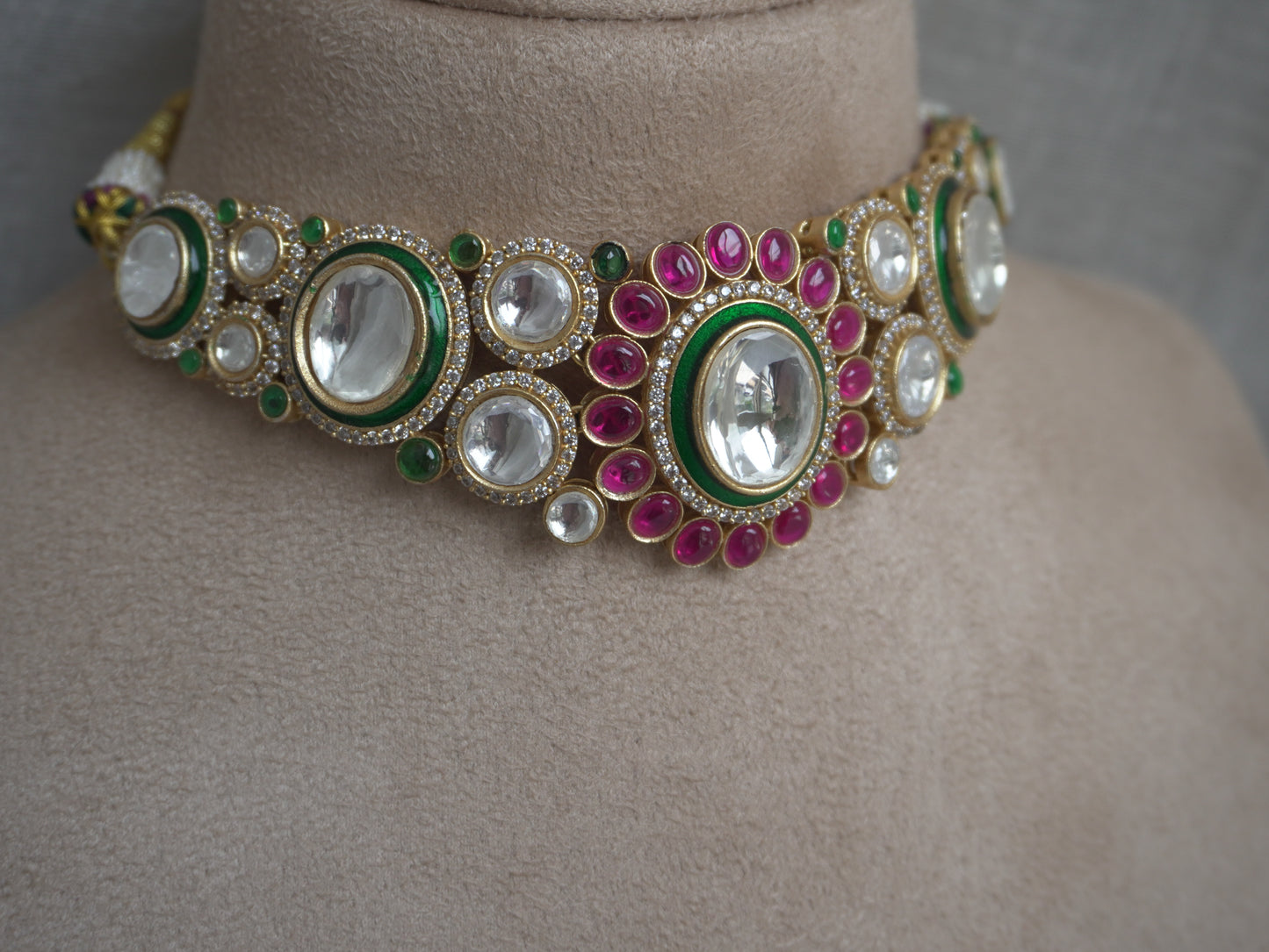 Ira Rajwada Polki Choker Set (Choker, Earrings & Maang Tikka)