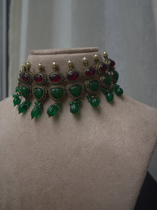 Regalia Ruby & Emerald Polki Choker Set