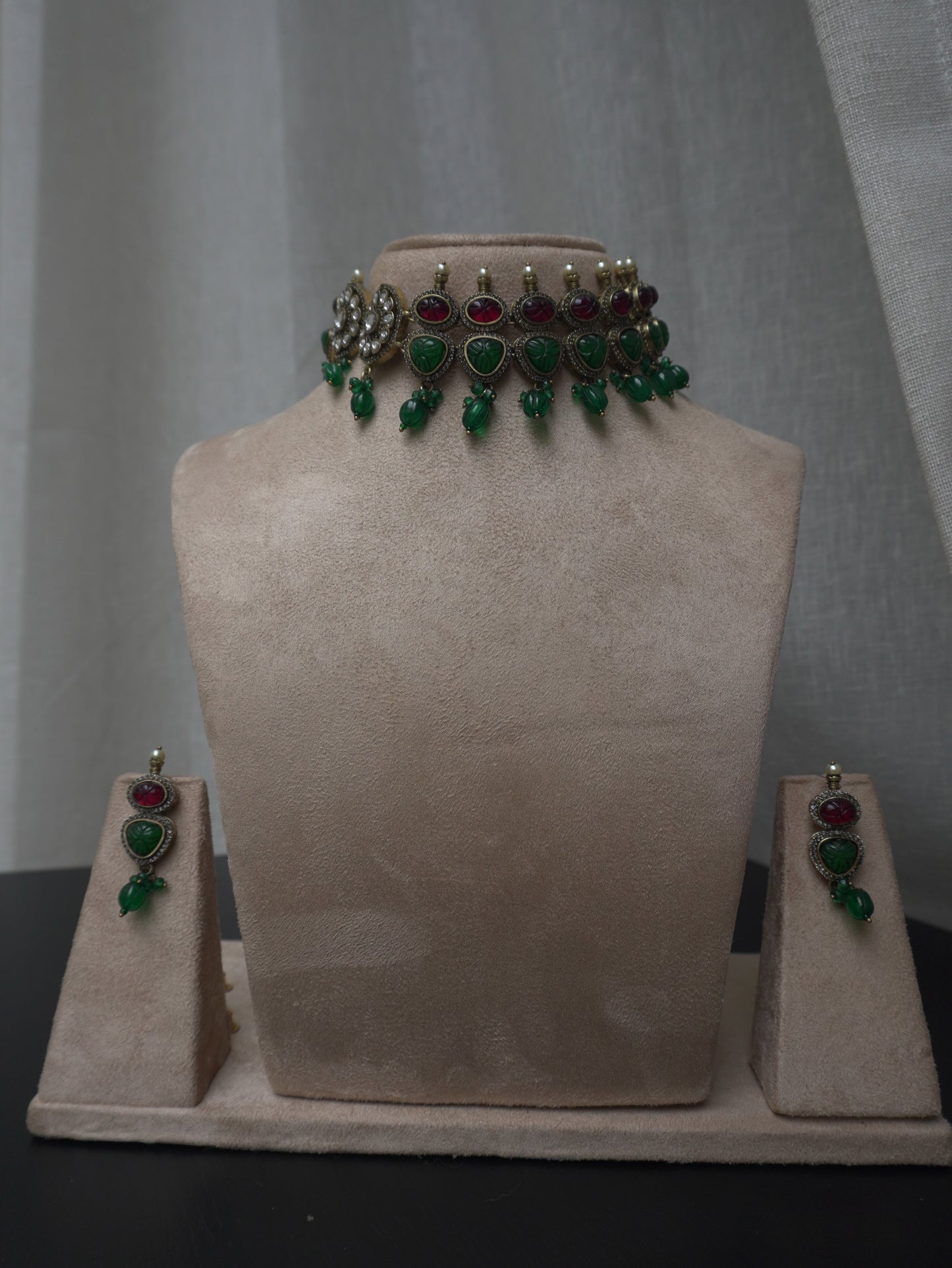Regalia Ruby & Emerald Polki Choker Set