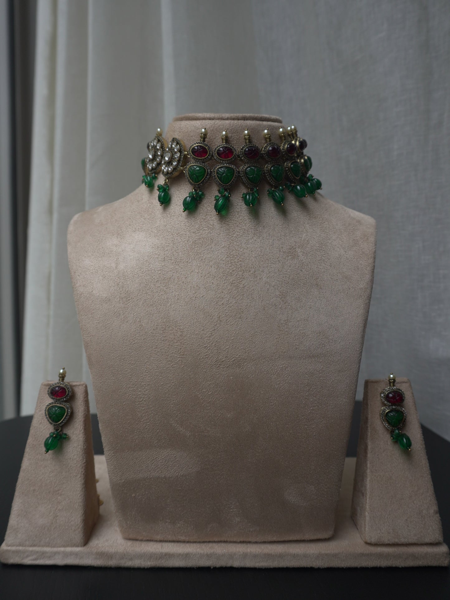 Regalia Ruby & Emerald Polki Choker Set