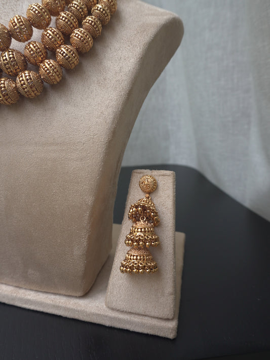 Temple Gold Choker Necklace (Necklace & Earrings)