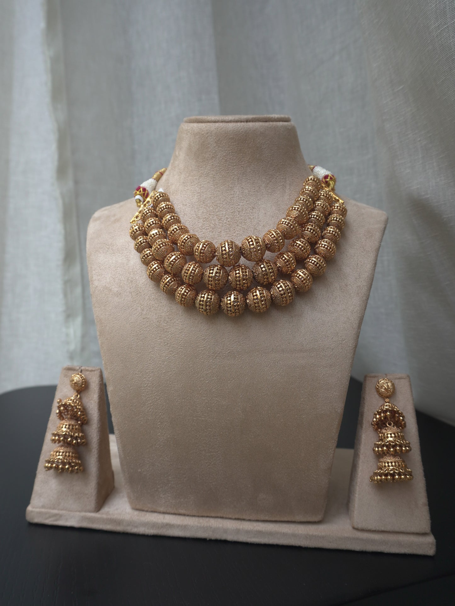 Temple Gold Choker Necklace (Necklace & Earrings)