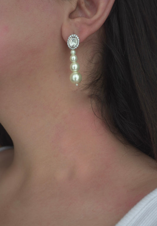 Pearl Statement Diamond Necklace Set (Necklace & Earrings)