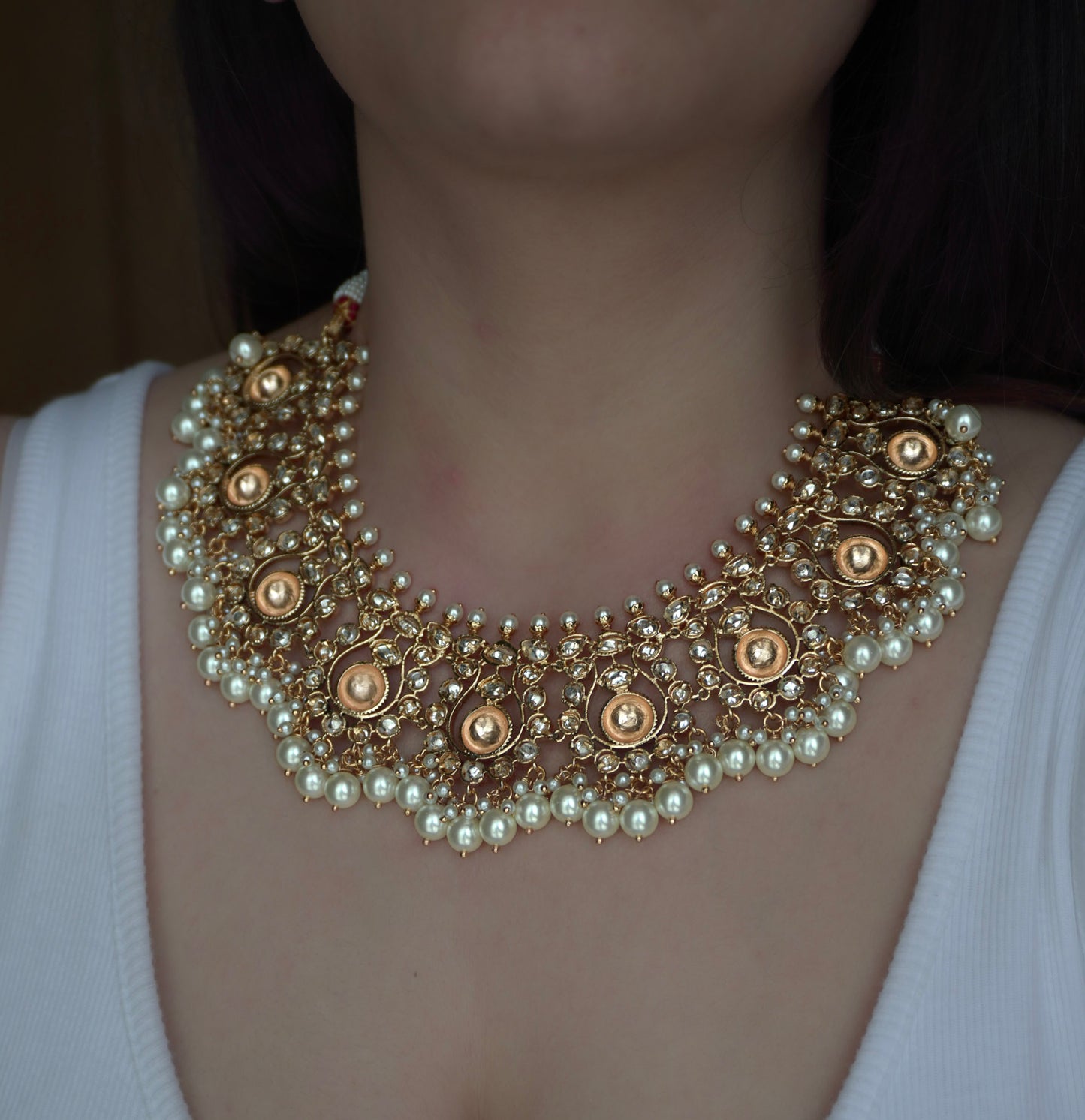 Tara Polki Necklace Set of 3 (Necklace, Earrings & Maang Tikka)
