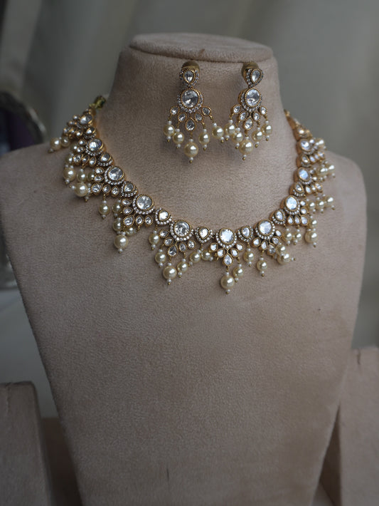 Ridhima Polki Necklace Set (Necklace & Earrings)