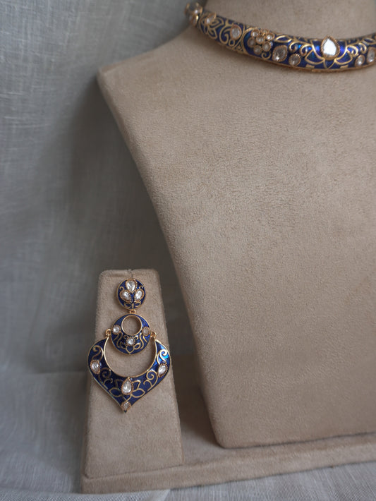 Royal Blue Hasli Necklace Set (Necklace & Earrings)