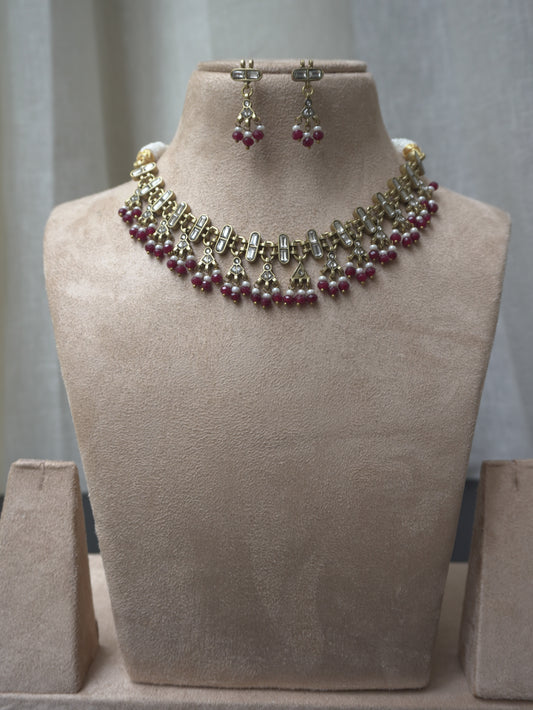 Regalia Antique Polki Ruby Necklace Set