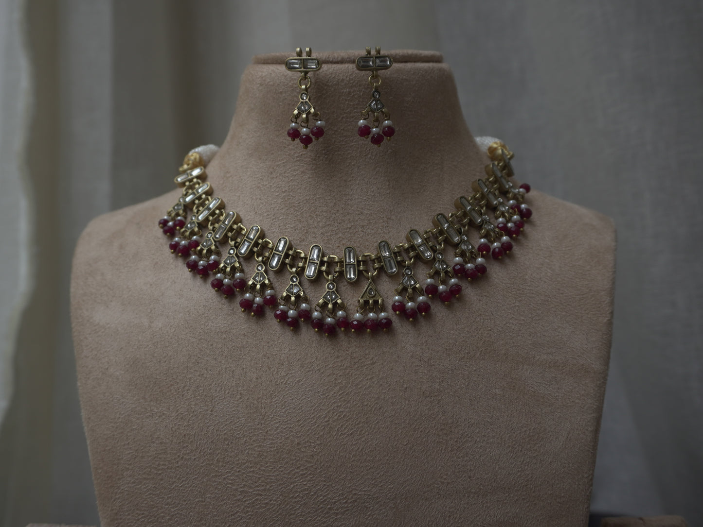 Regalia Antique Polki Ruby Necklace Set