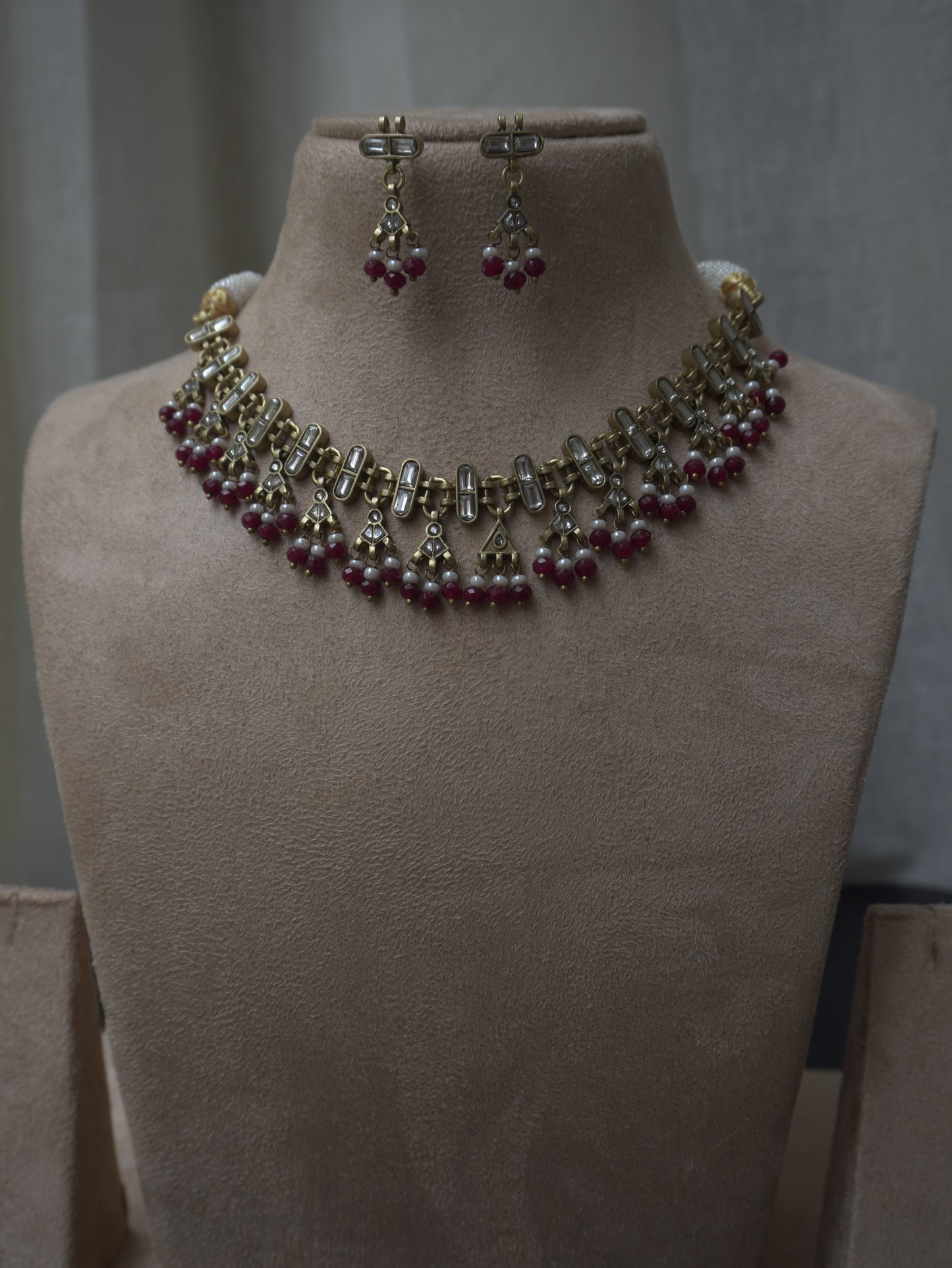 Regalia Antique Polki Ruby Necklace Set