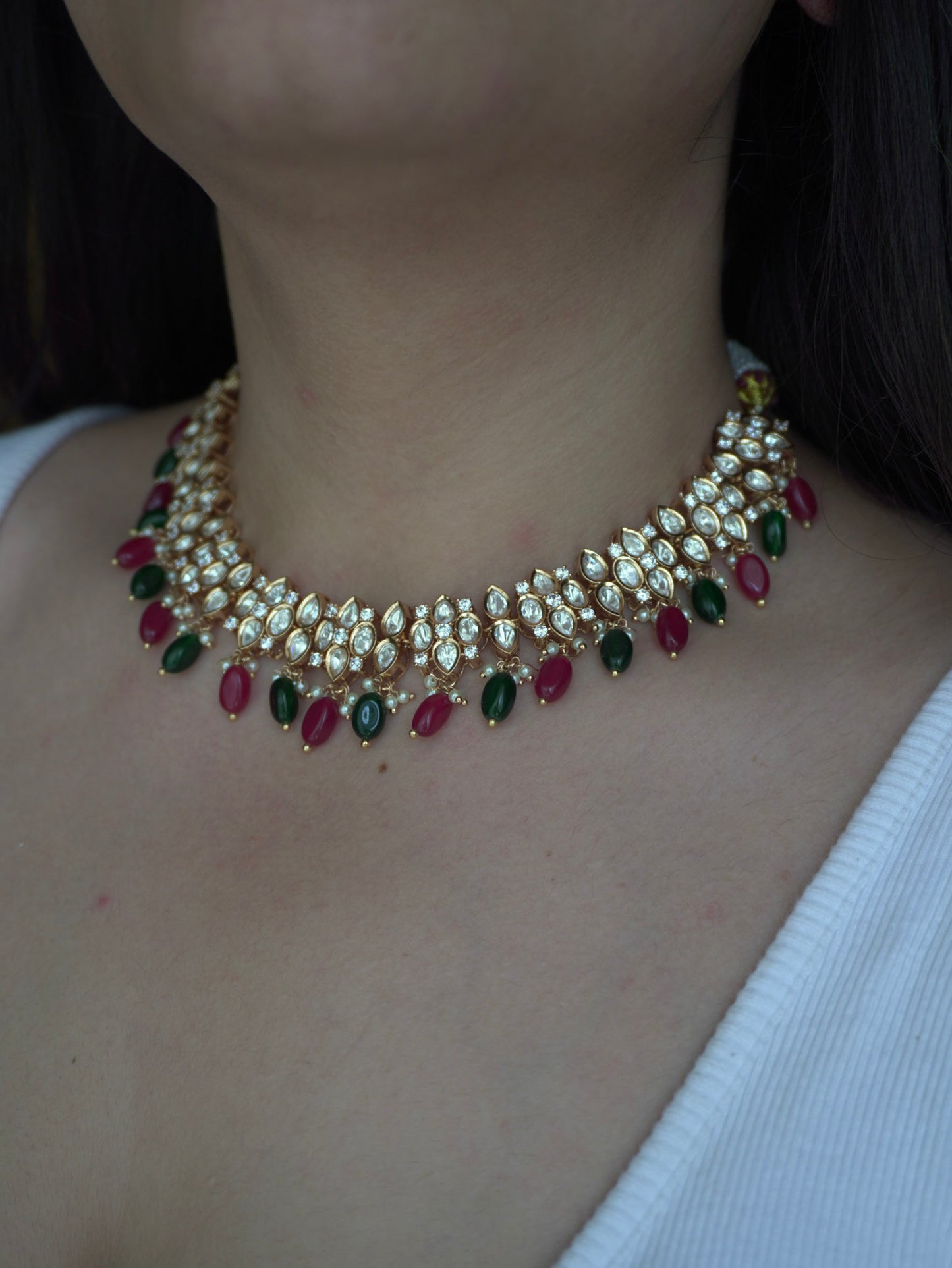 Multicolour Polki Riya Necklace Set