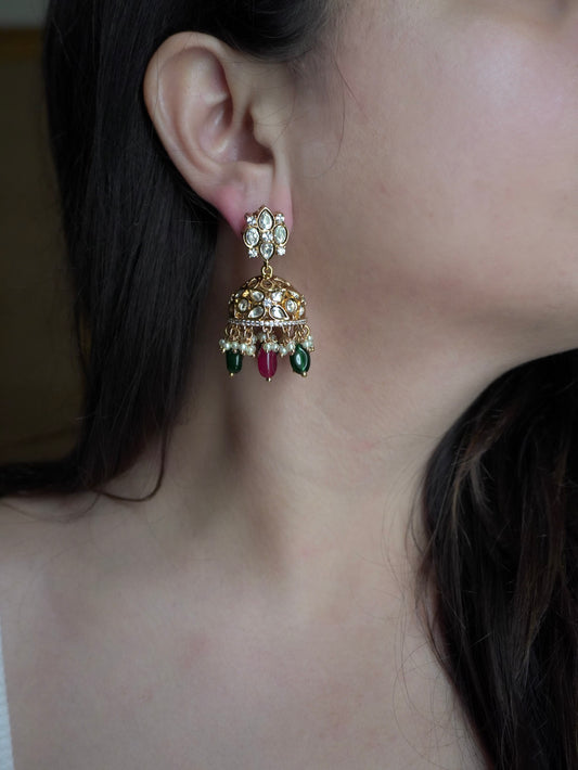 Multicolour Polki Riya Necklace Set (Necklace & Earrings)