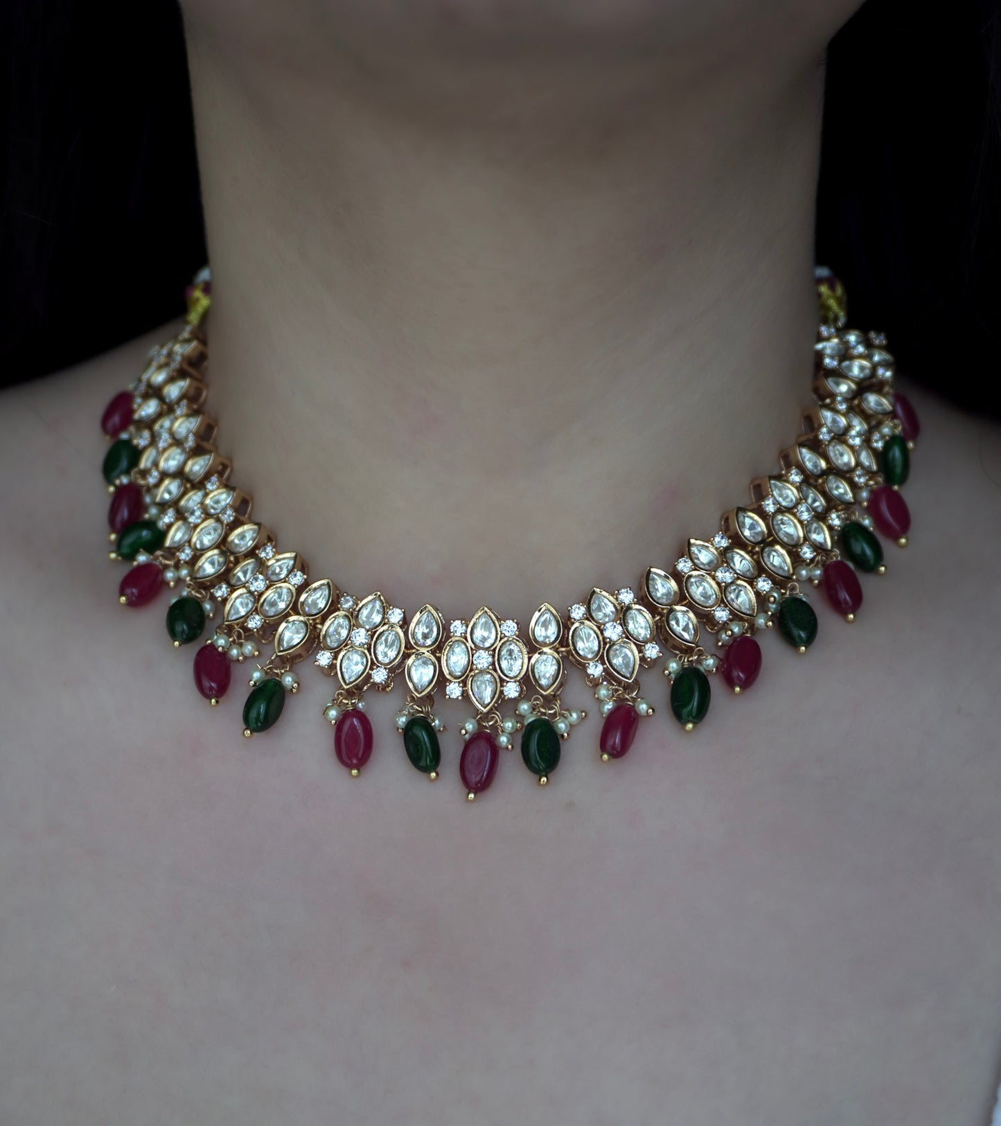 Multicolour Polki Riya Necklace Set