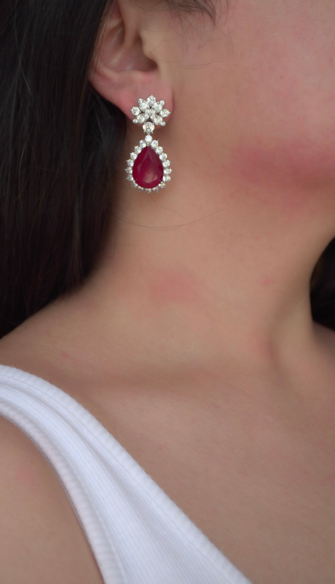 Rooh Ruby Diamond Necklace Set (Necklace & Earrings)