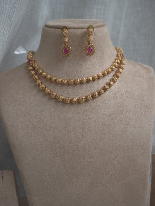 Gold Ruby Necklace Set