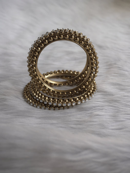 Gold Kundan Bangles - Set of 4