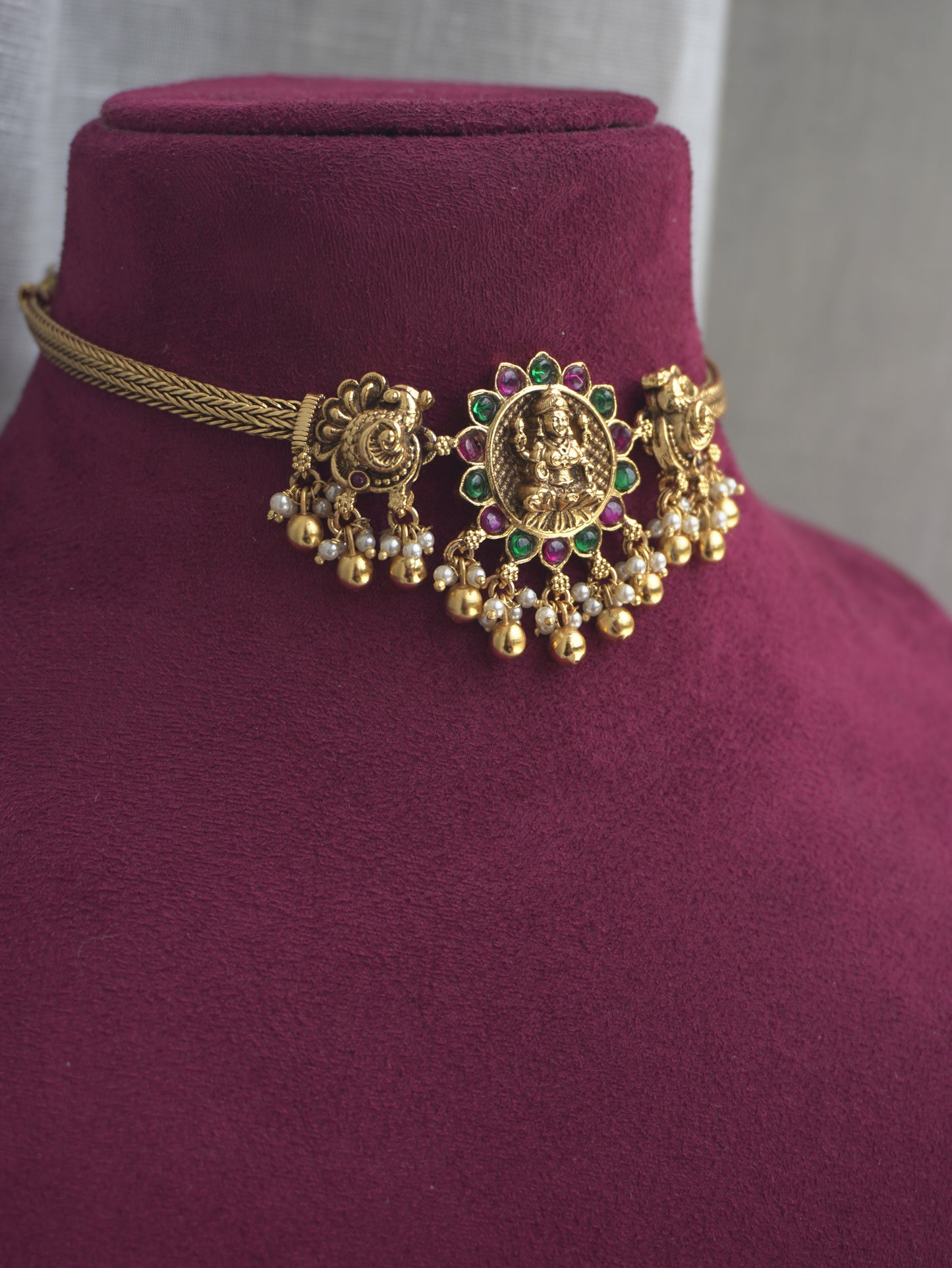 2 in 1 Laxmi Temple Necklace Set (Necklace & Earrings)