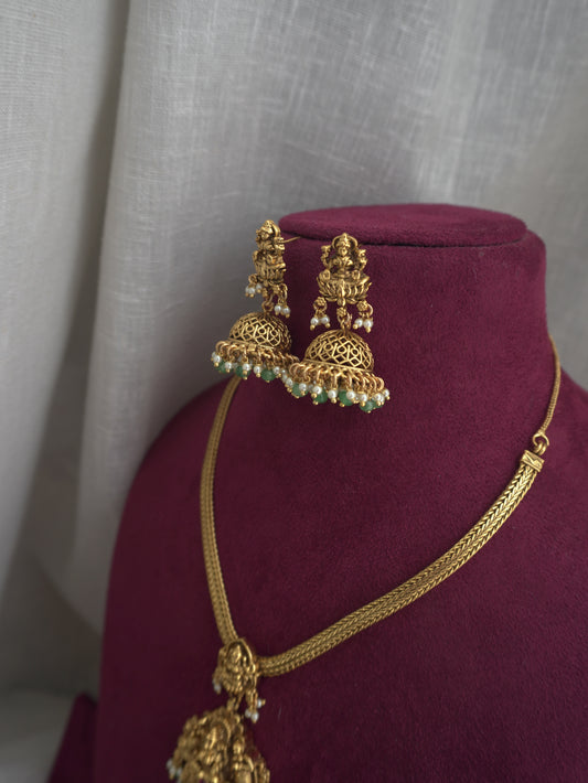 Temple Laxmi Pendant Necklace Set (Necklace & Earrings)
