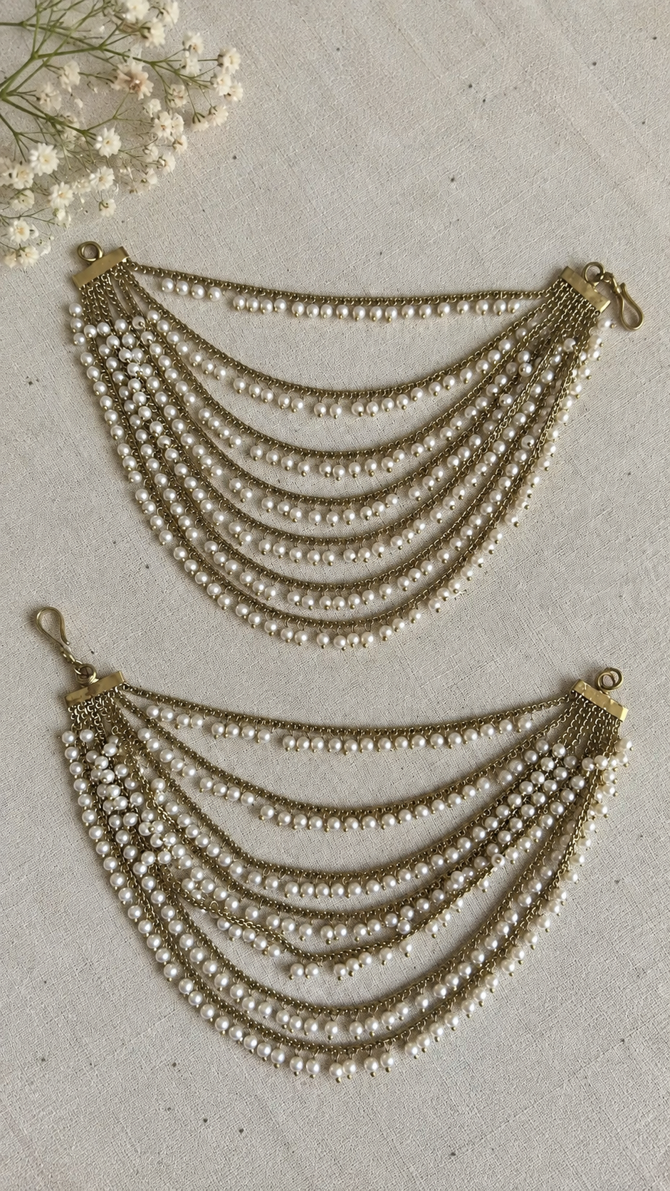 Moti 7-Layer Pearl Kanauti (Ear Chain)