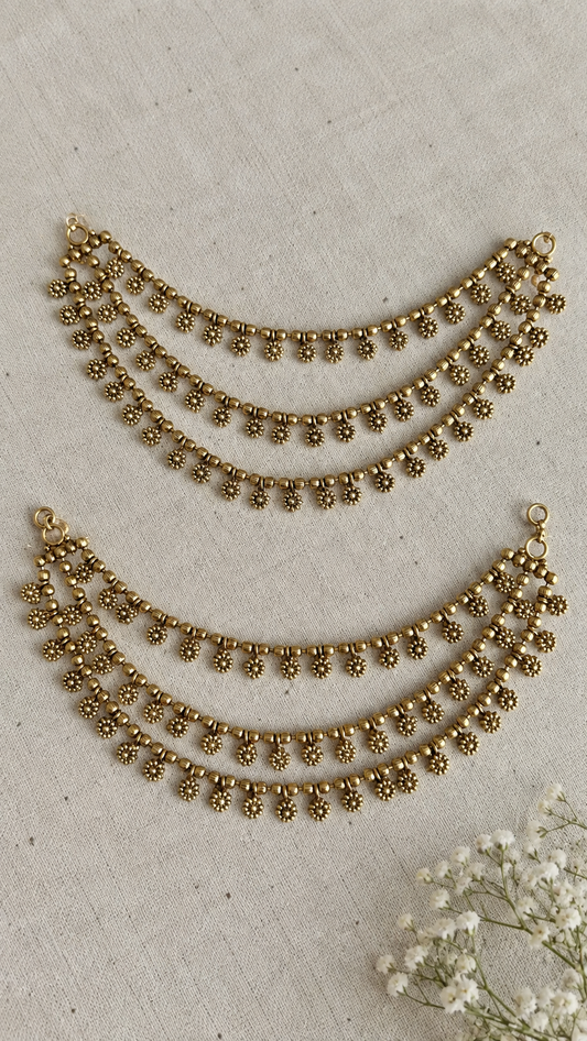 Phulwari Three-Layer Kanauti (Ear Chain)