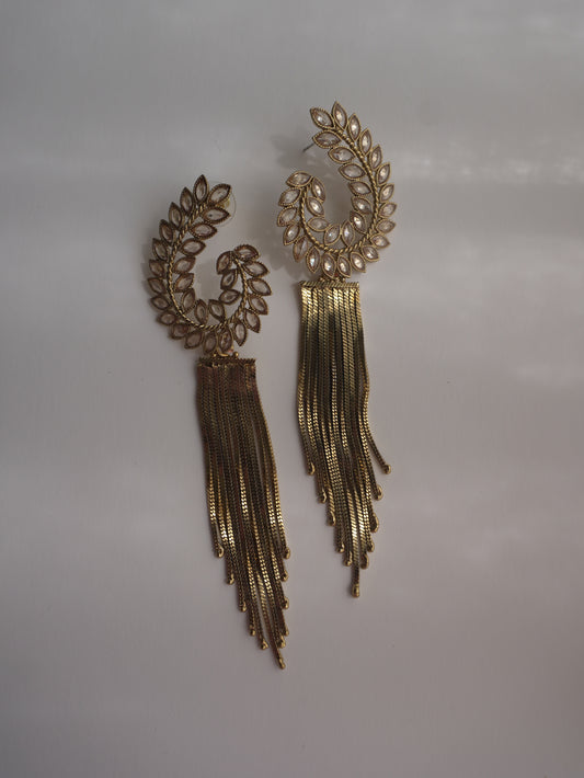 Arohi Leaf Tassel Earrings