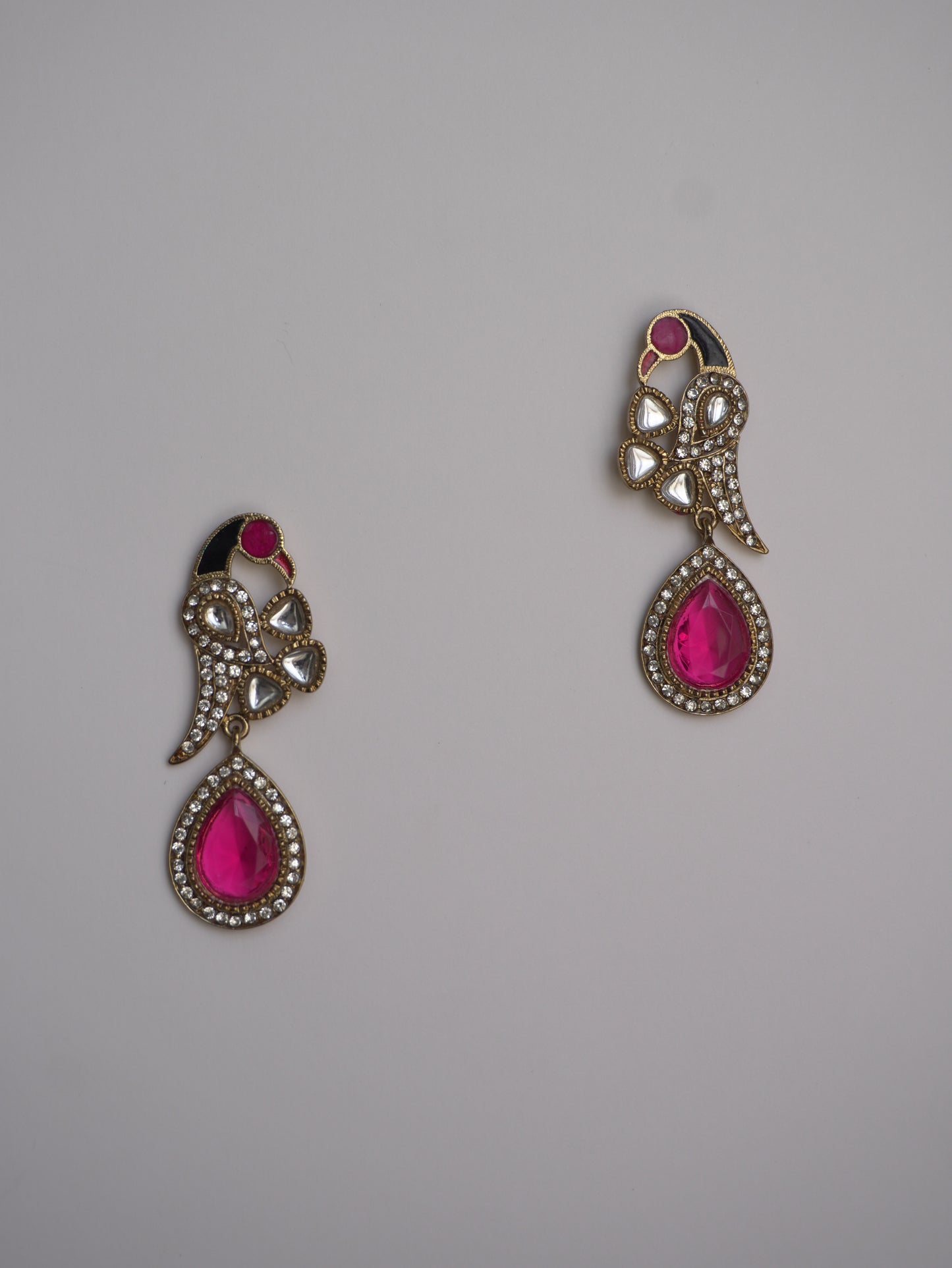 Pink Teardrop Stone Earrings