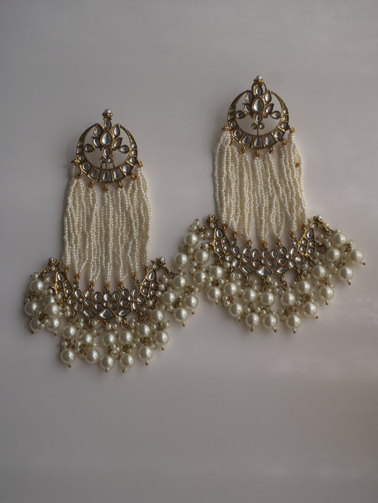 Prisha Pearl Tassel Chandbaali Earrings